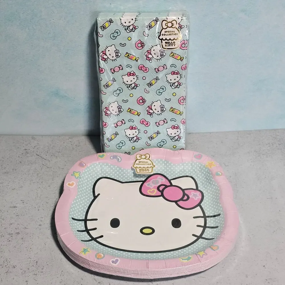 Hello Kitty SANRIO Sweet Dessert Plates & Guest Towels Napkins Party Supplies